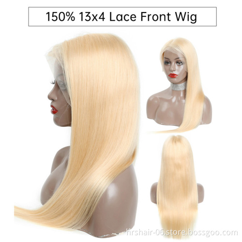 Wholesale 613 middle part lace frontal wig Indian Silk straight 13x4 lace wig  Raw Virgin Cuticle Aligned indian Human Hair wig